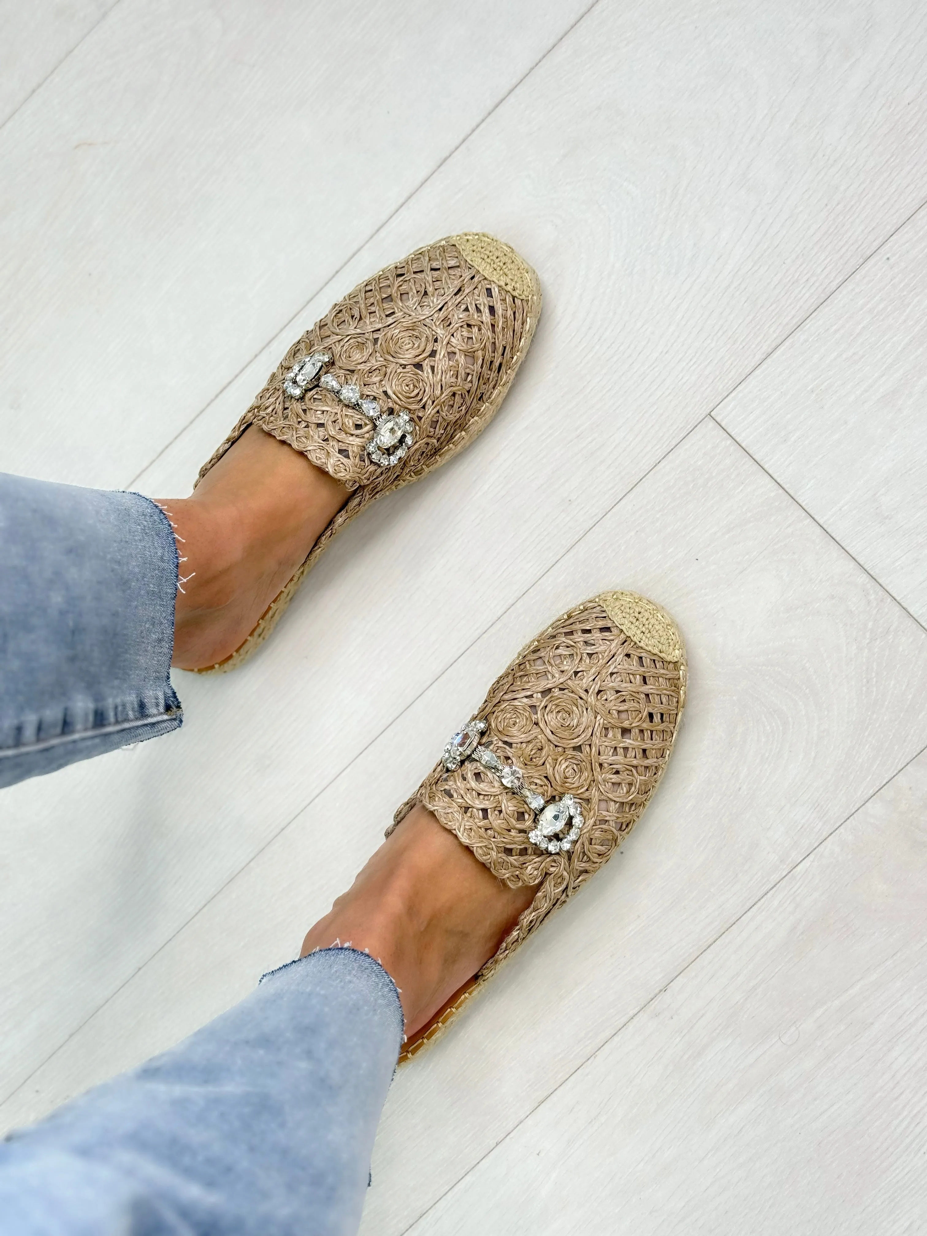 Zelda Crystal Detail Woven Espadrilles