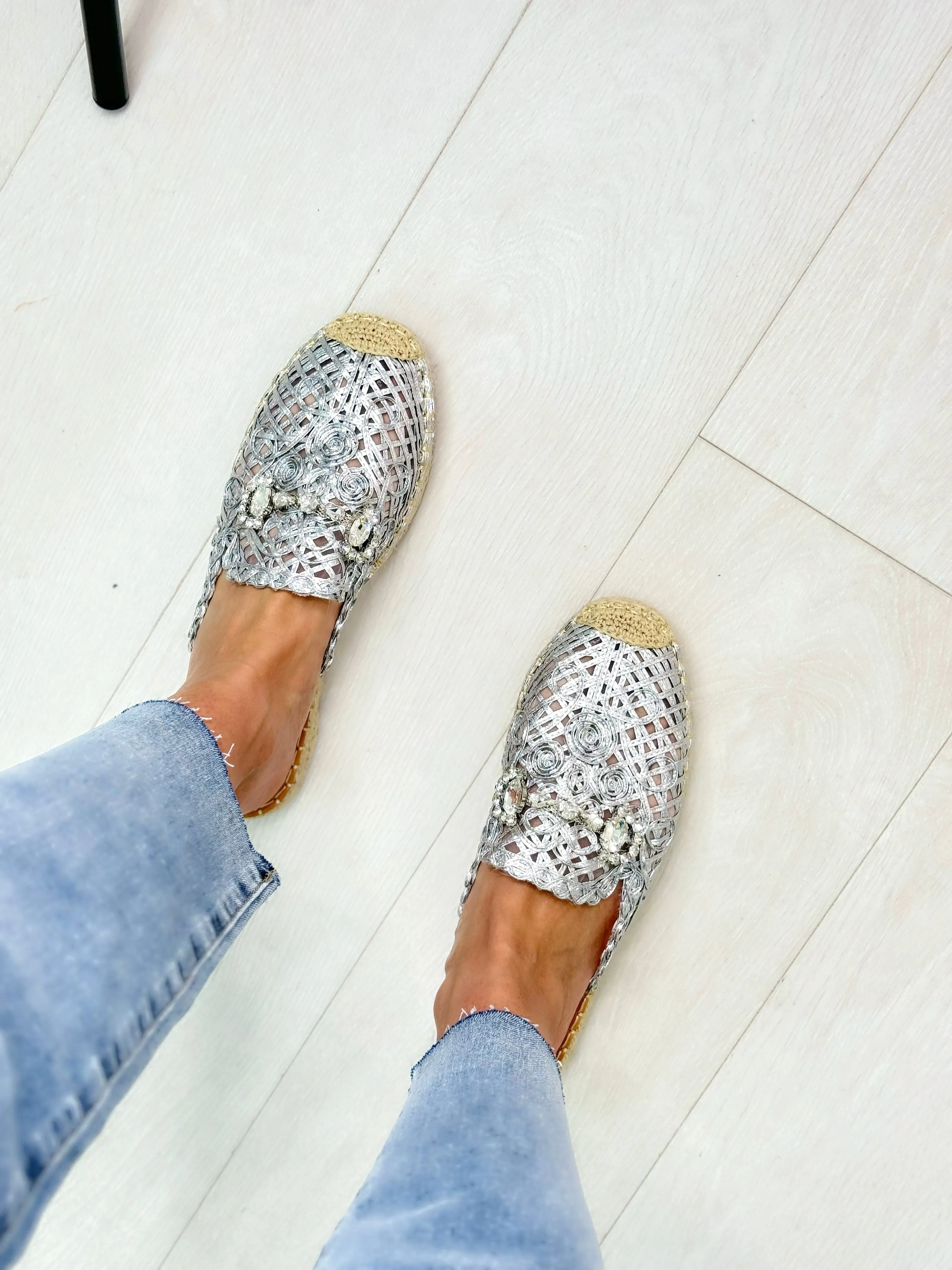 Zelda Crystal Detail Woven Espadrilles