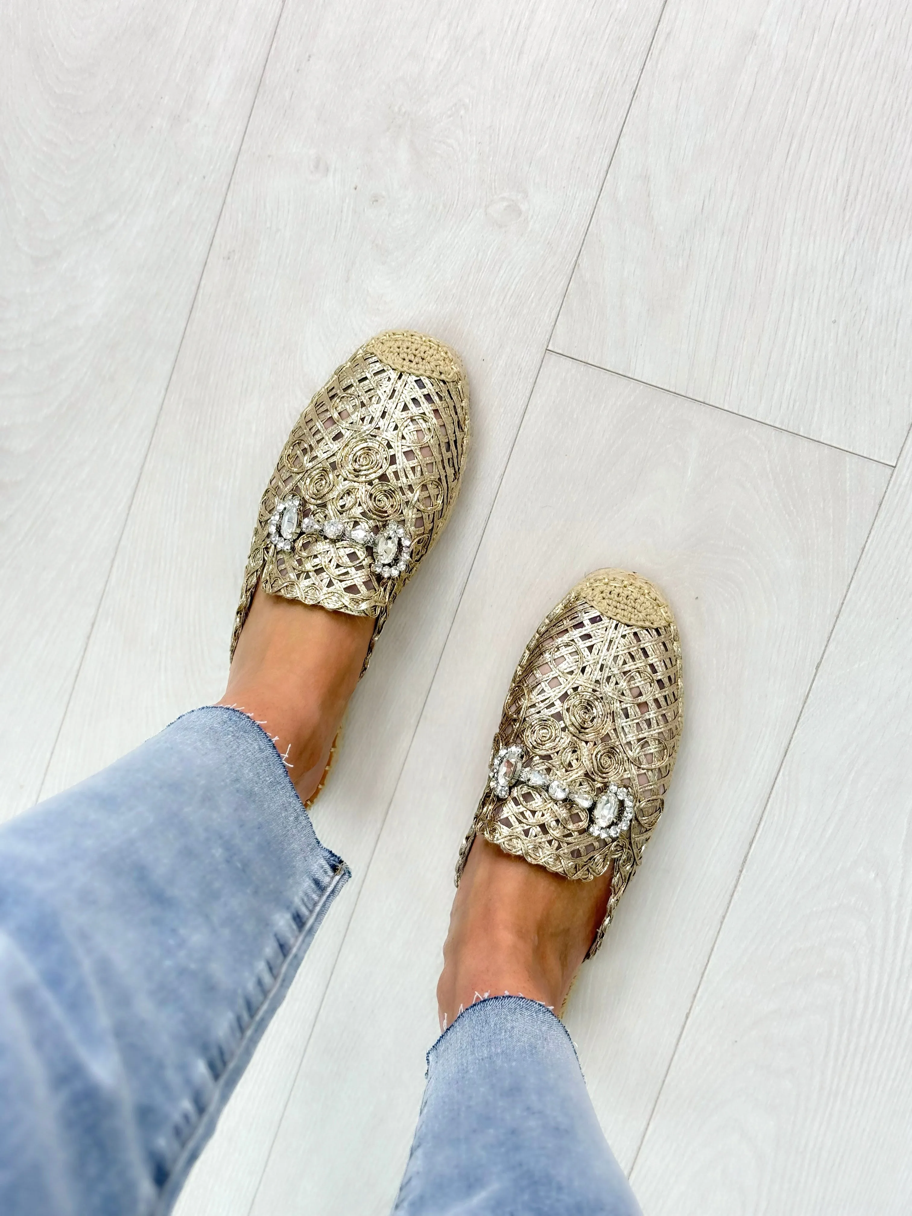 Zelda Crystal Detail Woven Espadrilles